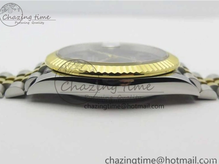 MiroTime 0519 DateJust 41 SS YG 126333 Fluted Bezel DJF Best Edition 904L Steel Gray Dial Green Roman Markers on Jubilee Bracelet A Seasonal 3194